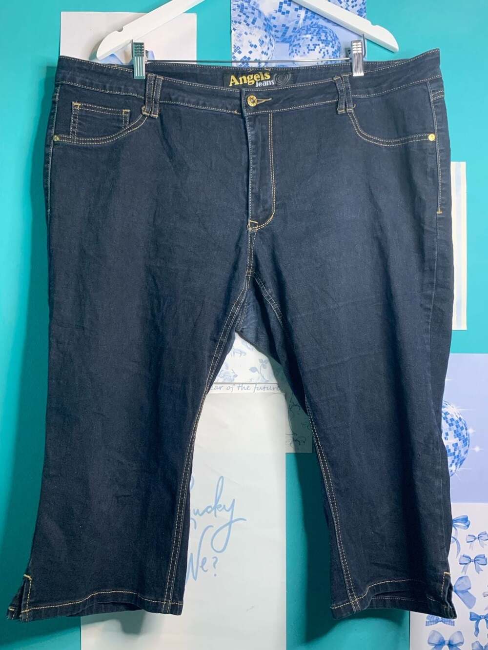 Angels Jeans Dark Wash Denim Capri Jeans Size 22